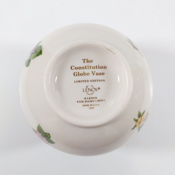 LENOX Globe Vase 1995 "The Constitution" Limited Addition Floral Made In The USA - Picture 4 of 4